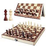 Juego de ajedrez de Madera para Adultos, OOCOME Tablero de ajedrez portátil Juego de Tablero de ajedrez magnético Plegable para niños Principiantes Viajes Juego de Piezas de ajedrez