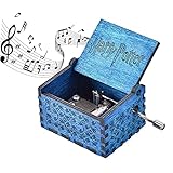 Qazuwa Caja de Música de Madera Tallada Caja Musical Tallada Antigüedad Hecha a Mano Caja Musical Tallada a Mano Vintage Regalo Para Familiares Amantes Niños Cumpleaños Aniversario Regalo (Azul)