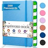 Cuaderno De Contraseñas Con Pestañas Alfabéticas, 12 * 15,5 Cm Organizador De Direcciones De Internet Y Password Keeper De Registro Con Banda Elástica Para Seguridad De Contraseñas, Azul