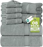 Utopia Towels - Juego de Toallas Premium de 8 Piezas, 2 Toallas de Baño, 2 Mano y 4 Toallitas - Algodón - para Casas, Hoteles y Spas, Altamente Absorbentes (Gris frío)