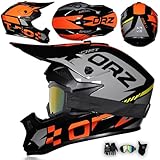 MODRYER Casco De Motocross Casco MTB Jóvenes Adultos Casco Integral Moto con Gafas Máscara Guantes, Hombre Mujer Casco Descenso para MX Enduro Quad ATV Off Road BMX Scooter,Black-M