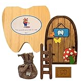 ABUBU Puerta Ratoncito Pérez mágica con Caja para Dientes de leche en Español, Carta, Escalera, Bolsita, Regalo original niño niña Ratón Pérez. Hecho a mano en España. Recuerdo Infancia