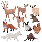 Lotvic Figuras de Animales, 10 Piezas Figuras de Animales del Bosque, Animales de Juguete en Miniatura, Figuras de Criaturas del Bosque, Figuras de Animales Realistas, para Torta Decoración de Fiesta