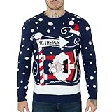NOROZE De los Hombres Mujeres Unisexo Jersey Xmas Navidad Pull-Over Really Bad Santa (M, To The Pub Marina)
