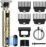 Maquina de Cortar Pelo Hombre, Maquina de Afeitar Hombre con LED, Cortapelos Recortar Barba Sin Cable, Maquinilla Cortar Pelo Para el con 4 Peines