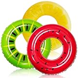 JOYIN Inflable Flotador de Piscina Rueda Hinchable Anillo de Natación 3pcs Flotadores de Frutas para Juguete de Piscina Verano Playa Fiesta