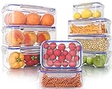 KICHLY 18 piezas envases herméticos de plástico para almacenamiento de alimentos (9 envases, 9 tapas) Contenedores de alimentos para cocina, despensa, alacena - microondas y congelador - Sin BPA