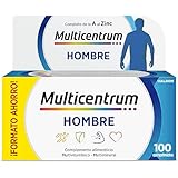 Multicentrum Hombre Complemento Alimenticio Multivitamínico y Multimineral Para Hombres, Con Vitamina C y D, Sin Gluten, 100 Comprimidos