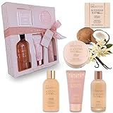 Regalos Para Mujer Con Gel De Ducha, Loción, Exfoliante, Sales De Baño y Burbujas. Pack Regalo Mujer Para Mimar y Sorprender. Regalos Mujeres Cumpleaños, Navidad. Cesta Baño Regalo. Gifts For Women