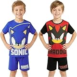 Sonic The Hedgehog Pijama Niño 5-12 Años, Pack 2 Pijamas Niños Cortos, Camiseta Manga Corta y Shorts, Ropa de Dormir Verano, Regalo Gamer (7-8 Años, Azul/Rojo Sonic, 2 Pack)