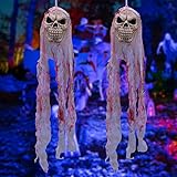 GLAITC Esqueleto Decoracion de Halloween, 2 Esqueleto Colgante para Halloween Decoracion Fantasma Halloween Cráneo Esqueleto Colgante para Accesorios de casa embrujada Decoración de Halloween