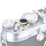 PROfezzion Botón de Liberación Suave de Latón Resistente para Fujifilm X100V, X100F, X100T, X100S, X100 etc. - Dorado Oscuro con Azul Superficie