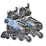 HUDORA Patines de ruedas Leon negro/azul - Patines para niños / adolescentes y adultos - tallas 37-40 - ajustables en 4 tallas - cómodos y elegantes