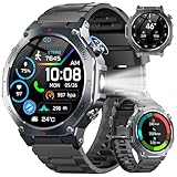 Reloj Inteligente Hombre Militar con GPS y Linterna LED, 5ATM Smartwatch con Brújula llamadas Bluetooth Pulsómetro Oxímetro Sueño, 1.43'AMOLED Reloj Deportivo con 160+Modos Deportivos para IOS Android
