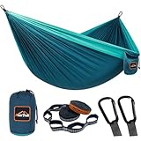 AnorTrek Hamaca de Camping, Súper Ligera y Portátil, de Paracaídas con Dos Correas para Árboles, Hamacas de Viaje de Nylon Individuales o Dobles para Acampar, Mochilero y Senderismo