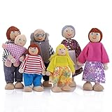 cobee Figuras de Personas Familiares de casa de muñecas, 7 Piezas de Madera de casa de muñecas Familiares Mini muñeca Familia Figuras de Juego de simulación en Miniatura Figuras de muñeca (B)