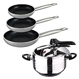 San Ignacio Premium - Set de Olla a presión 5 L SIP Duna + Set 3 sartenes Proffesional Chef Platinum 18/20/24