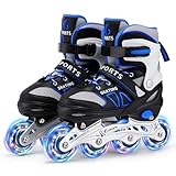 Patines en Línea Ajustable para Niño con Ruedas de iluminación, Patines con Tallas Ajustables para niños, para Principiantes, Juegos al Aire Libre en Interiores (S (EU28-32)/ (CN31-34))