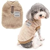 Zunea Abrigo Chaqueta para Perros Pequeños Invierno Ropa de Forro Polar Cálida Suave Mullida Jerséis para Cachorros con Anillo en D para Arnés Correa Ropa para Mascotas Chihuahua Gatos Marrón S