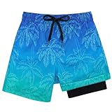 Kids4ever Bañador para niños con Forro de compresión Pantalones Cortos de natación para niños Pantalones Cortos de Playa Hawaianos de Secado rápido con Bolsillos 14-16 años