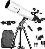 CELTICBIRD Telescopio para Adultos Principiantes en astronomía - Telescopio Refractor portátil astronómico Revestimientos de Alta transmisión Totalmente Multicapa Montaje AZ （80560）
