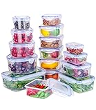 NEFLSI Recipiente de Almacenamiento de 32 piezas (16 envases+16 tapas) para almacenar y congelar Alimentos Frescos Aptos para Microondas, Horno, Lavavajillas y Congelador.Sin BPA.