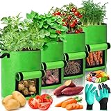 Purpledi 4 Piezas Bolsas de Cultivo de Papa, Bolsa de Cultivo de Plantas, 10 Galones Bolsas de Cultivo de Papa Bolsa de Siembra con Solapa Y Asas para Patata (A)