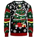 Ulikey Jersey Navidad Unisex Christmas Sweater para Hombre Mujer, Jersey Navideño Pareja con Diseño de Reno de Navidad, Long Sleeve Jumper Suéter Pulóver Sudadera (L, Rojo)