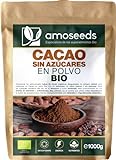 Cacao sin Azúcares en polvo BIO | 100% Puro y Natural | Habas de Cacao desgrasadas Orgánicas | Intenso sabor a chocolate | Primera Calidad