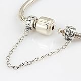 Cadena de seguridad Hoobeads, modelo Love Heart, hecha de plata de ley, con rosca para pulseras estilo europeo