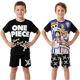 Get Trend One Piece Pijama Niño Verano, 7-14 Años, 2 Pack, Conjunto de Camiseta Manga Corta y Pantalones Cortos, Cómodo y Transpirable, Regalos Niño (11-12 Años, Multi One Piece)
