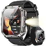 Blackview Reloj Inteligente Hombre Militar - Linterna y Brújula, 2.01'Smartwatch Hombre con 100+ Modos Deportivos, Llamadas Bluetooth/Notificación, Pulsómetro/Oxímetro/Sueño, Pulsera Actividad, Negro