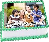 ¡NOVEDAD! FOTO COMESTIBLE, Oblea con foto, personalizada nombre y edad para pastel o Tarta, Cumpleaños, Foto Comestibles para Tartas de Cumpleaños. Rectangular.
