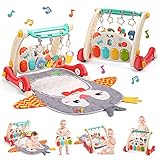 CUTE STONE Gimnasio De Juegos Para Bebés, Piano pataditas Aprendizaje Alfombra para bebés, centro de actividades musicales con luces, Tapete De Juegos Para Bebés de 0-24 Meses que