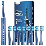 Cepillos de Dientes Electricos Sónico Adultos con 8 Cabezales - Cepillo Electrico Sónico Adultos y Infantil, 5 Modos, IPX7, Una Carga por 120 Días de Uso, Cepillo de Dientes, Mineral Blue