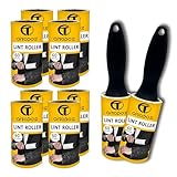 AiTodos® 600 Hojas Rodillo Quitapelusas, 10 Rollos + 2 Mangos para Eliminar Pelos de Ropa, Sofás, Pelos de Gato, Pelos de Perro y Alfombras (60 Hojas/Rollo) Rodillo Quitapelos Mascotas