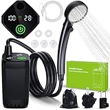 Ducha Portatil Camping, [Pantalla Temperatura] Spopal 6000mAh Recargable Ducha Camper, Modo de Doble Velocidad, Ducha Electrica para Acampar, Hacer Caminatas, Duchas para Perros y Lavado de Autos