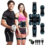 Electroestimulador Muscular Abdominales,EMS Abdominales Electroestimulacion,Masajeador Eléctrico Cinturón con USB,6 Modos y 10 Niveles de Intensidad (Hombres/Mujeres)
