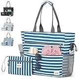 AUNGKWANG 2 Piezas Bolsa de Playa Mujer, Grande y Pequeña Bolso de Playa, XXL Bolsa Extra Grande de Playa, para Viajes, Daily Pool Gym, Lightweight Shopping Grocery Bag, Azul