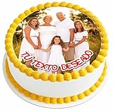 FOTO COMESTIBLE, oblea con foto, personalizada nombre y edad para pastel o Tarta, Cumpleaños, Foto Comestibles para Tartas de Cumpleaños, Varios Tamaños, DISCO - Medida redonda