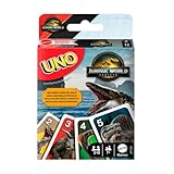 Mattel Games UNO Jurassic World El Renacer. Juego de cartas para niños y niñas, familias y noches de juegos de adultos, baraja con reglas especiales e imágenes inspiradas en la película, JFT28