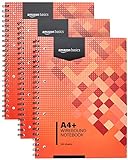 Amazon Basics Cuaderno espiral, 100 hojas, 200 páginas A4+, 80 GSM, paquete de 3, Rojo