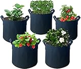 ZhaoCo 5 Piezas Saco de Plantación de Tela no Tejida, 3 Galones / 5 Galones / 7 Galones / 10 Galones Bolsas de Cultivo Para Jardín Patatas Tomates Verduras Hierbas Frutas - 3 Galones