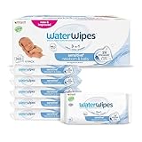 WaterWipes Sensitive+ Newborn & Baby Wipes, Toallitas Para Recién Nacidos y Bebés, 360 unidades (paquete de 6), 3 en 1 Limpia, Cuida, Protege, 99,9% Agua, Sin perfume