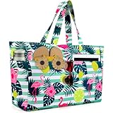 ISEYOU Bolsa Playa, Bolso Playa Mujer Impermeable Con Cremallera 45L, Bolsas Grandes XXL Familiar con 8 bolsillos Plegable Para Viajes, Picnic, Vacaciones