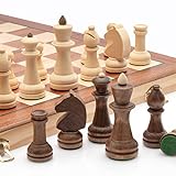 Exquisito Juego de ajedrez Plegable de Madera de 38 cm con Piezas de ajedrez Staunton de 7,6 cm de Altura de Rey - Tablero de Caoba y Arce con Incrustaciones