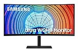 Samsung LS34A650UXUXEN - Monitor profesional curvo de 34', Ultra WQHD (3,440 x 1,440, panel VA), 1.000R, 5ms, ajustable en altura, inclinación, giro y pivote, HDR10 & USB C, HDMI, puerto LAN