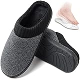 TTW Zapatillas casa hombre, zapatillas de estar por casa elegantes y cómodas, pantuflas hombre invierno gris y negro (numeric_42/43 EU)