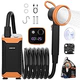 Uplayteck Ducha Portátil con Bomba, 8000mAh Ducha de Camping Portatil Recargable con IPX8 Impermeabilización y con Pantalla Temperatura, Set de Ducha Electrica para Acampar, Viajes y Playa