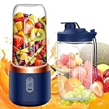 XUNIVERS Licuadora Portátil, Mini Licuadora de 400ml Recargable USB Batidora Smoothie con 6 Cuchillas Smoothie Maker para Zumos Batidos Mini Batidora Portatil para Viajes, Deportes y Camping